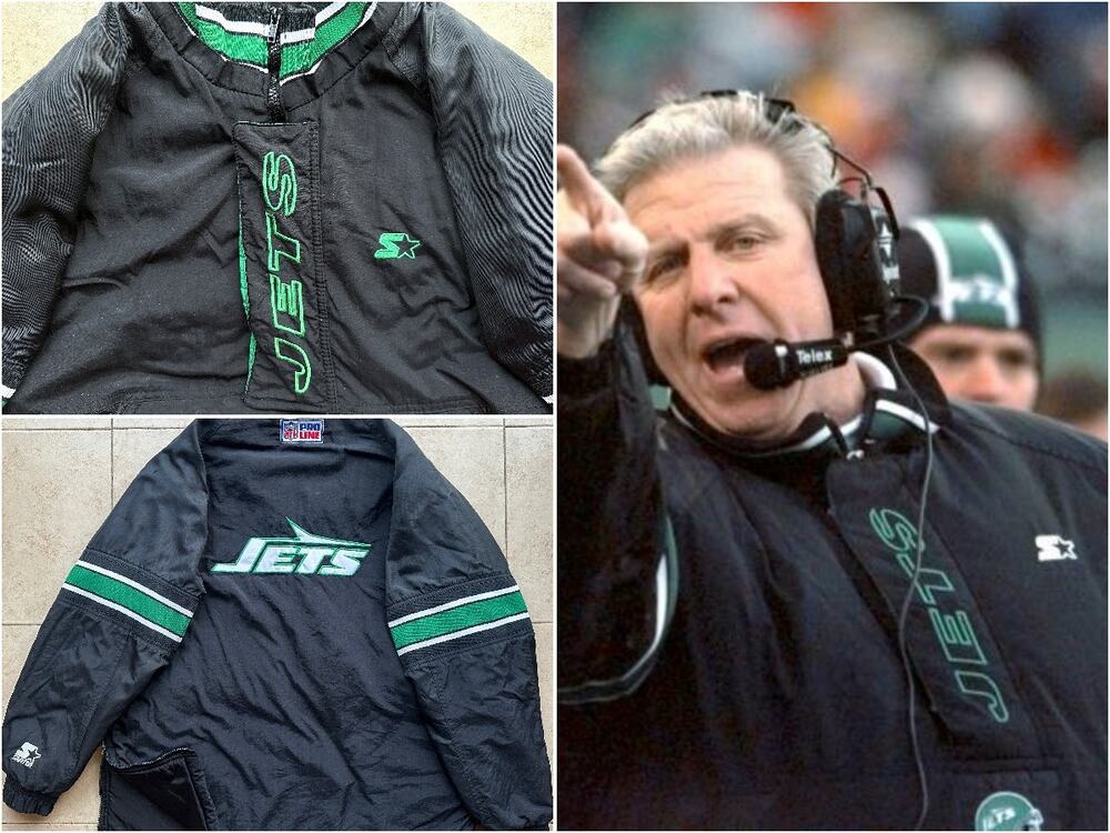 New York Jets 90s STARTER puffer PARCELLS black L Xl kelly NFL Pro Line vintage